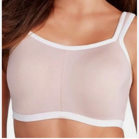 Natori Yogi Convertible Full Bust white brown Contour Underwire Sports Bra 38DD - Picture 1 of 8